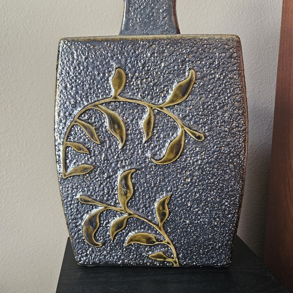 Textured Vase with Leaf Design
